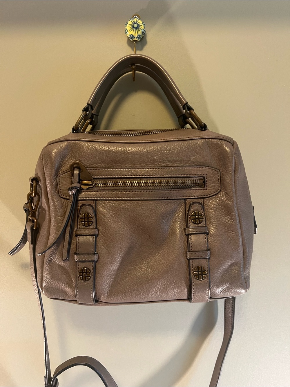 Joelle Hawkens Treesje‎ Line Leather Satchel with Top Handle and Crossbody Strap